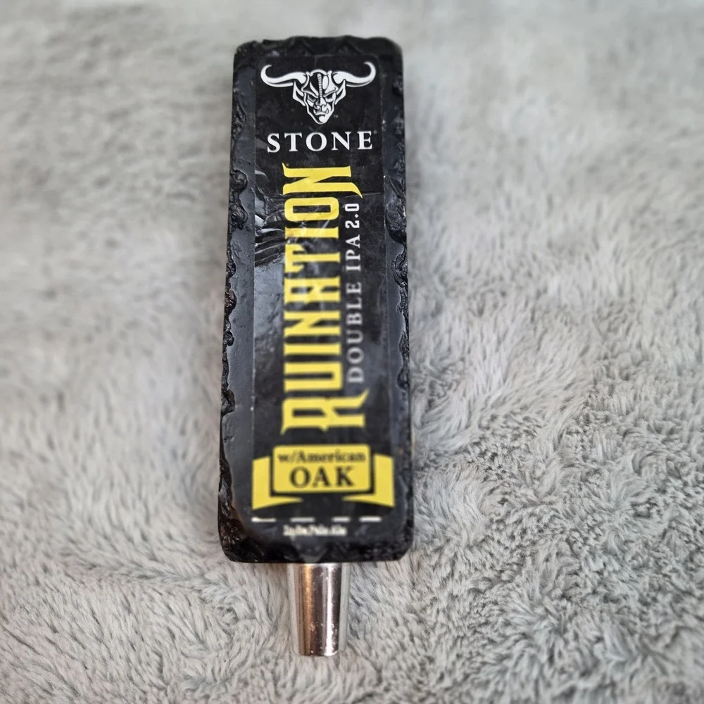 Stone Brewing Ruination‎ Double IPA 2.0 Tap Handle OS Faux Stone Black New